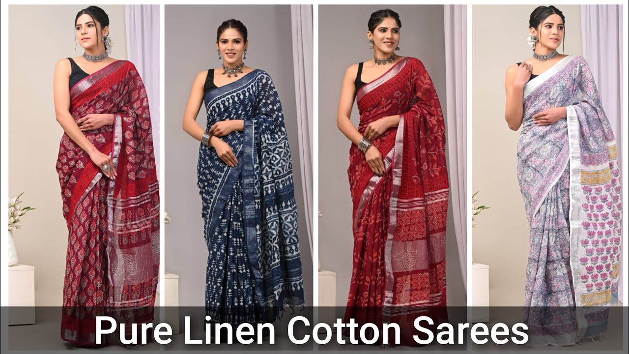 Wholesale Linen Cotton Sarees | Bagru Printed Sarees | #softsaree 