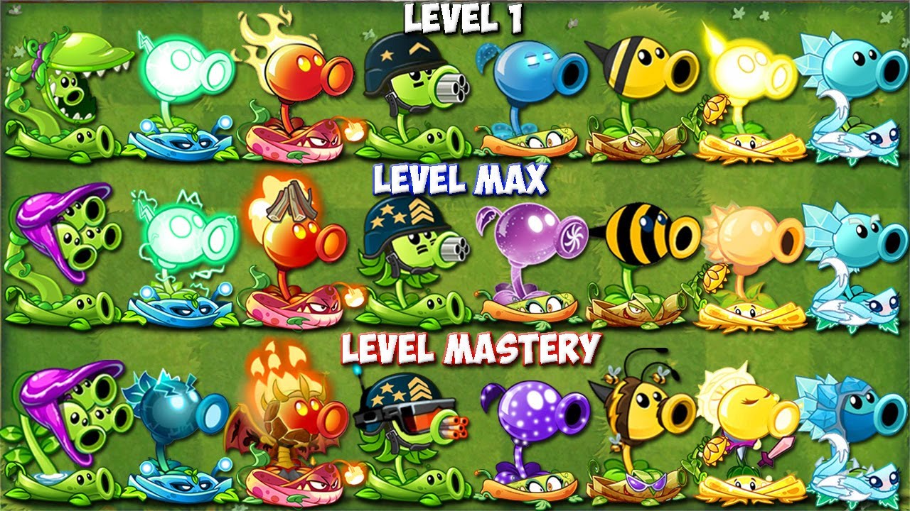 PvZ 2 - Battlez - Combos All Pea Vine Level 1 - Max Level - Max Mastery - Who Will Win?