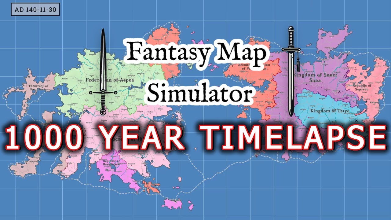 1000 Year Timelapse in Fantasy Map Simulator