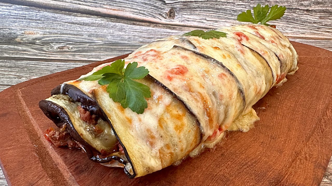 Rollo de Berenjena relleno ¡Sin freír, sin harina y sin huevo!