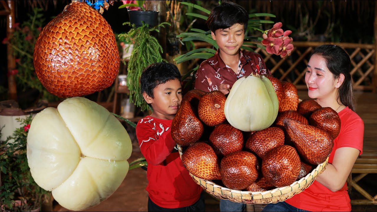 Bring sweet snake fruit home | Extreme crunchy snake fruit cook | Sros yummy cooking vlogs