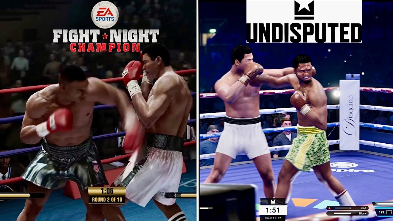 Undisputed vs Fight Night Champion comparison: footwork, knockouts, animation, physics