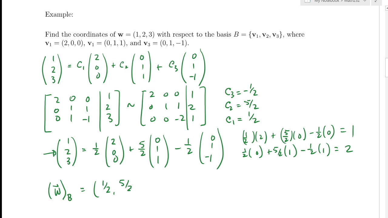 SFU MATH 232 7.11 Coordinates with respect to a Basis