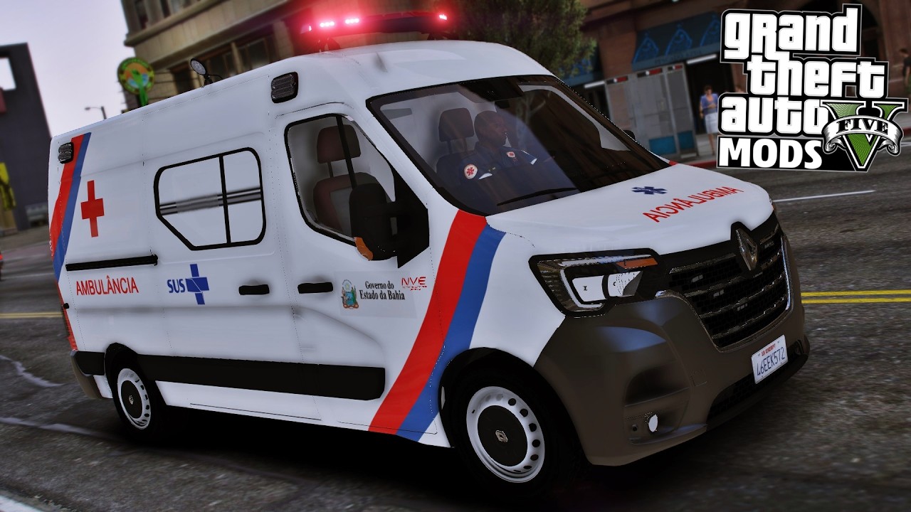 GTA V MODS - TRABALHANDO NA AMBULÂNCIA DO ESTADO DA BAHIA | RENAULT MASTER 2021