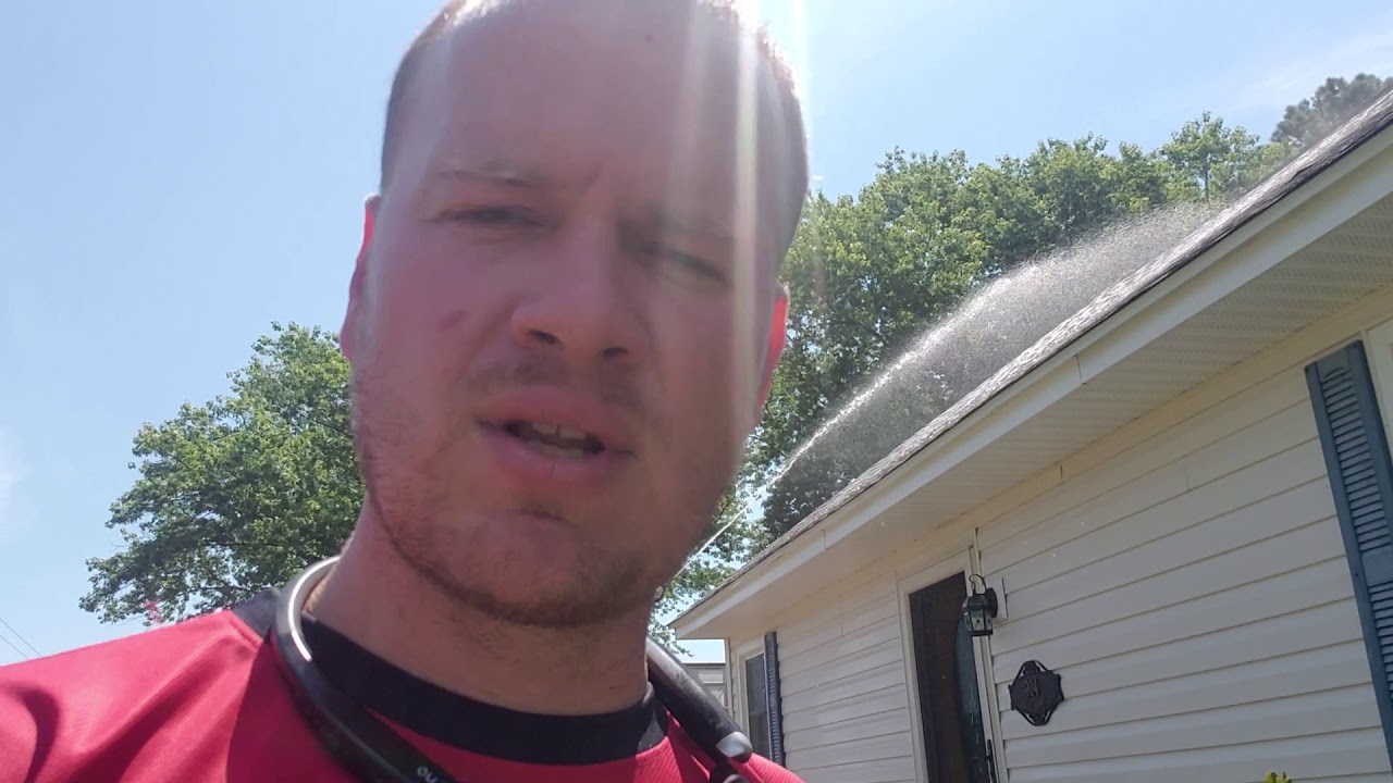 Roof Cleaning tips.  How to handle a house without gutters and reducing the impact to plants etc