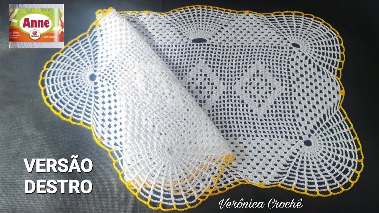 🤍Caminho de mesa em croche com linha Anne/Trilho de mesa/Passo a passo/Para iniciantes(Versão destro