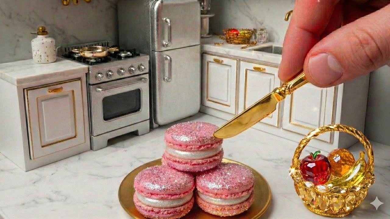 Mini Crystal Glass Macarons | Baking & Eating | Relaxing ASMR