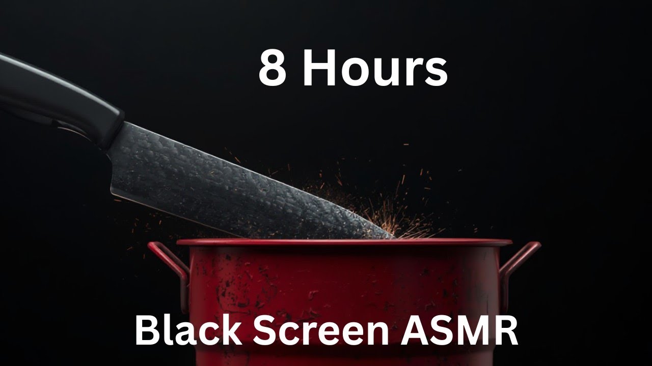 8 Hours. Knife Scrapes Metal Bin ASMR. Black Screen Sounds for Sleep and Relaxation