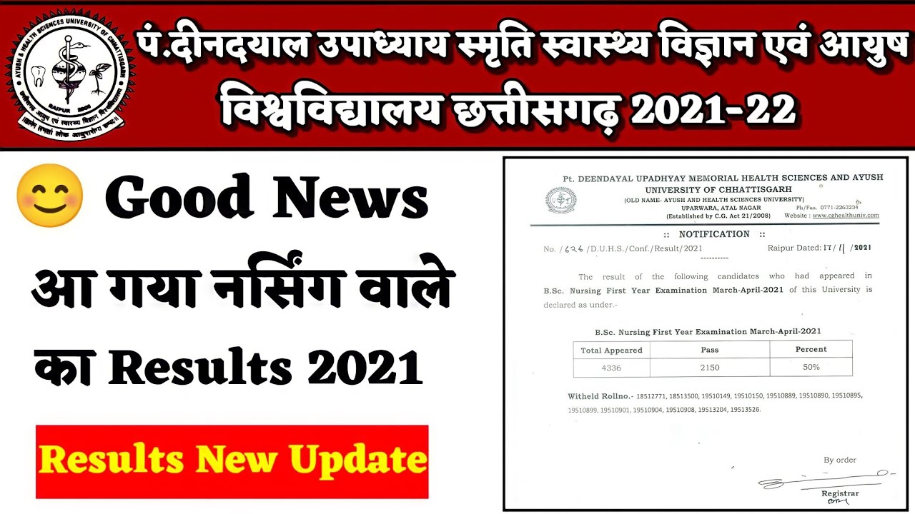 B.Sc. Nursing Results 2021। B.Sc. Nursing First Year Result 2021-22। Ayush University results 2021