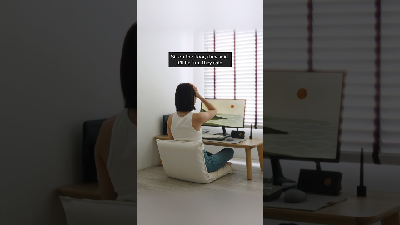 Nobody Said Floor Sitting Would Be Easy 🥲 #floorsitting #floordesk #floorliving #furniturefree