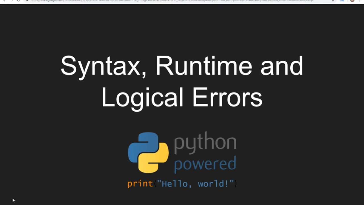 Синтаксис, время выполнения и логические ошибки в Python