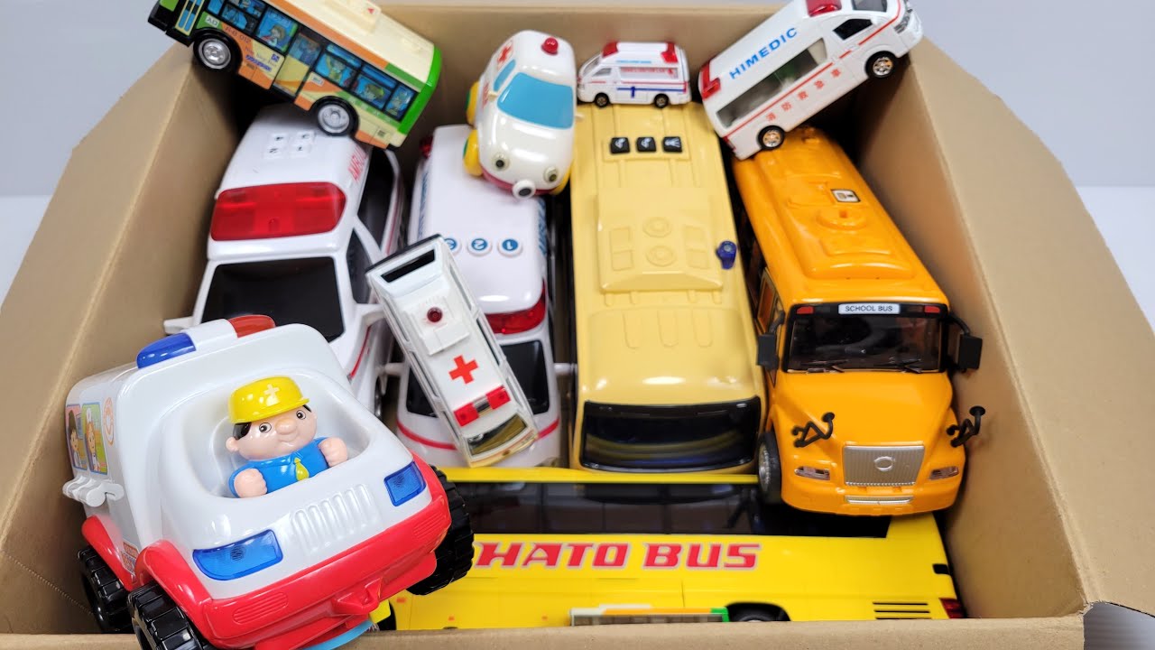 救急車とバスのミニカーが走る！サイレンあり！緊急走行テスト！過去動画まとめ