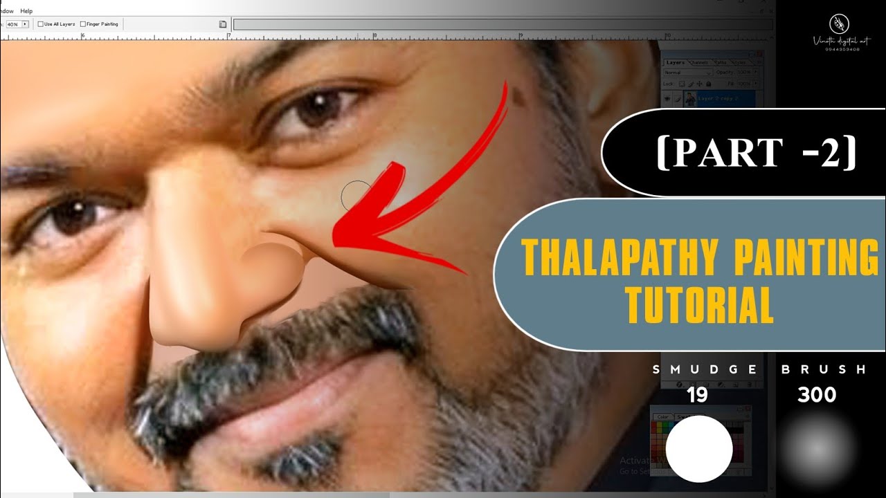 Thalapathy painting tutorial (part -2) Face smudge work பாக்க போறோம் 🤩💥