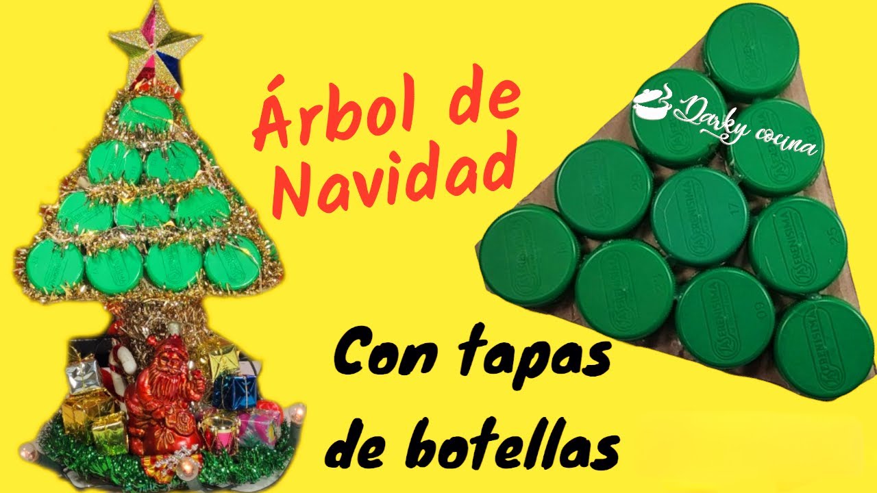 🎄&Aacute;RBOL DE NAVIDAD con Tapas de BOTELLAS|FACIL&Iacute;SIMO #manualidades #tapasdebotellas #arboldenavidad