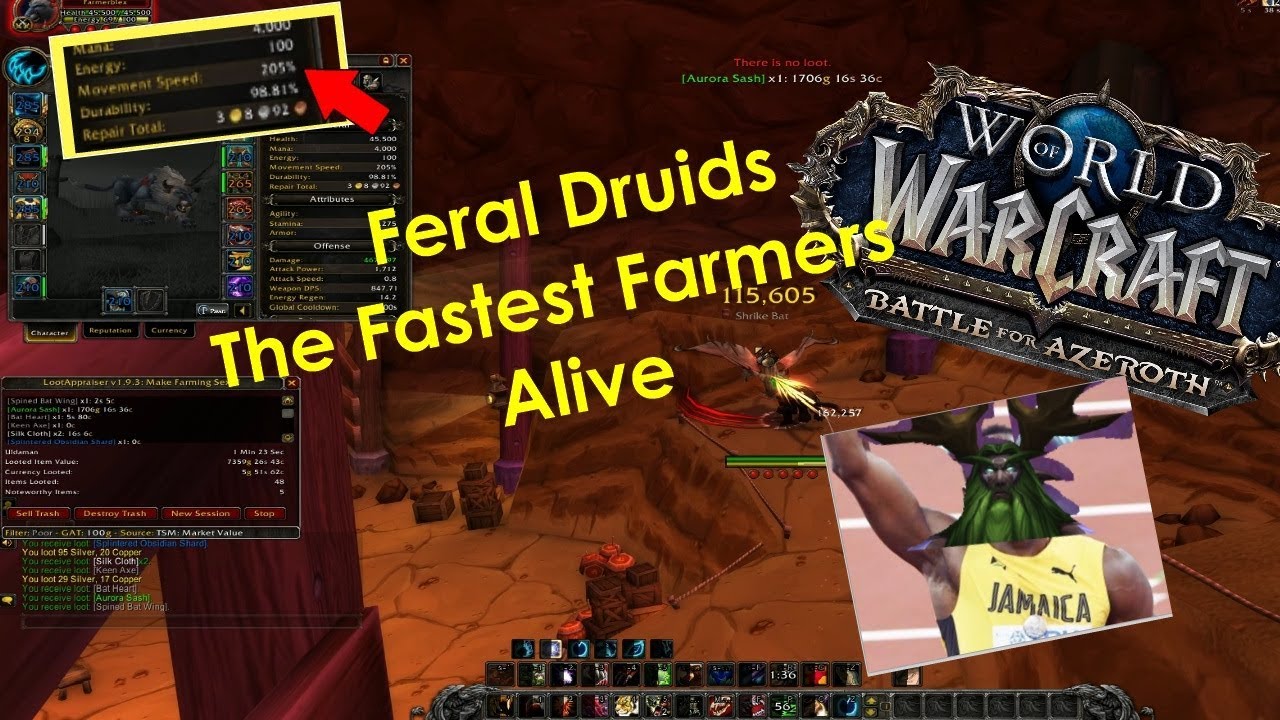 Twink Druid Speed Farming BFA: Farming for Gold