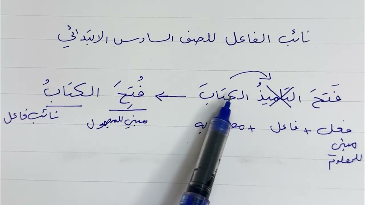 شرح نائب الفاعل للصف السادس الابتدائي 