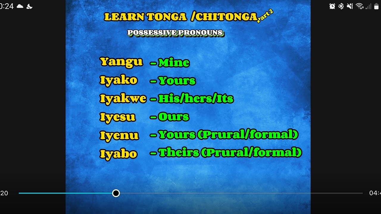 Chitonga/Tonga Personal and Possessive Prounouns