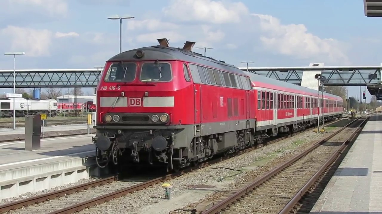 Germany: Muldorf, DB class 218 'Rabbit' diesel leaves ECS after arriving from Landshut
