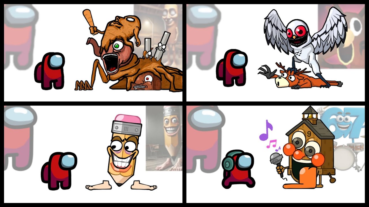 Mini Crewmate Kills Italian Brainrot Characters - Part 1-4 | Among Us