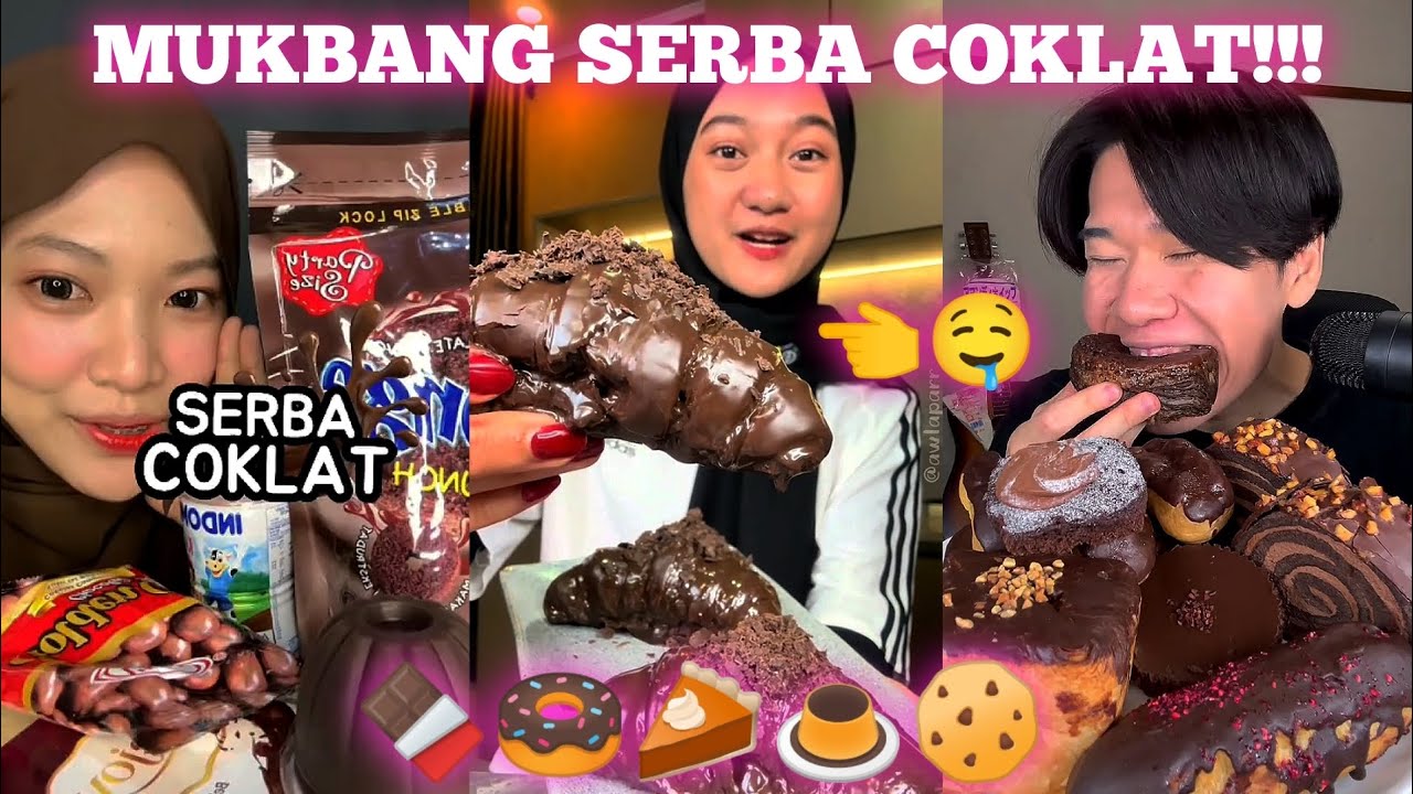 KOMPILASI VIDEO MUKBANG MAKAN MAKANAN MANIS LAGI PART 7 || EDISI MUKBANG SERBA COKLAT 🍫🍩🥧🍮🍪 