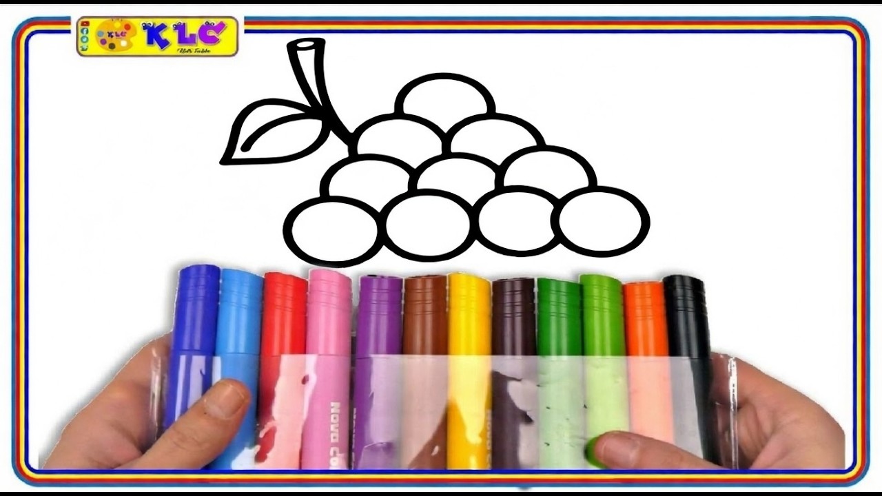( Fruits ) Grape and BIG Marker Pencil Coloring/Apple Glitters/✨🍇Fun&Art for Kids | KLC KIDS TABLE 🎨