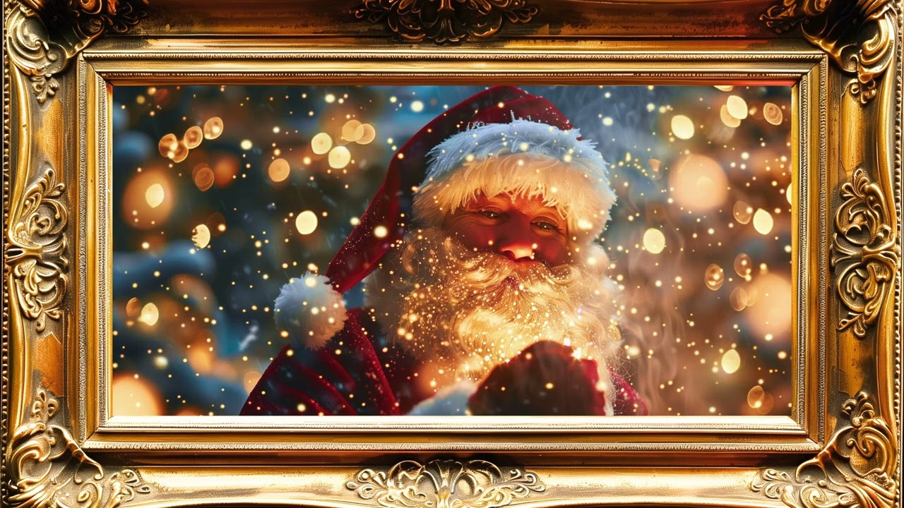 4K Framed Santa Christmas Art with Music | Free Framed Screensaver | Christmas in July