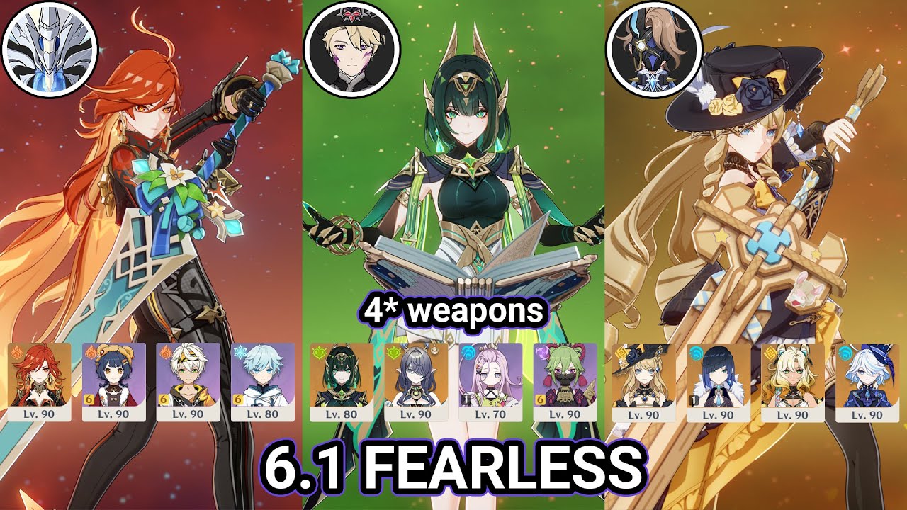 6.1 Stygian Onslaught Fearless 4* weapons - C0 Mavuika C0 Nefer C0 Navia - Genshin Impact