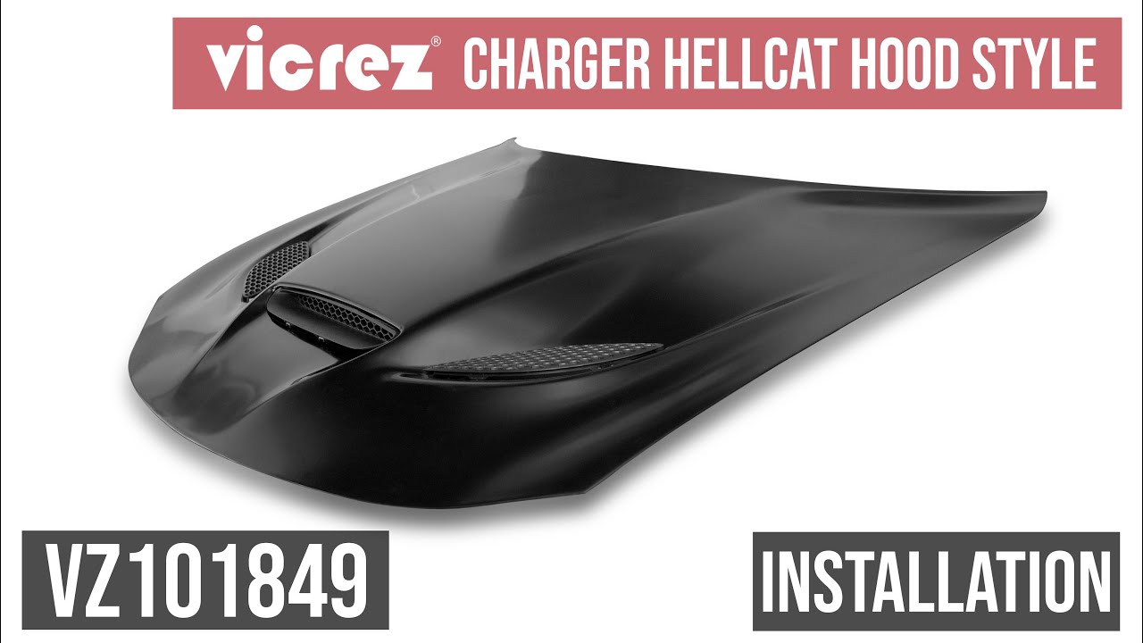 Накладка на капот Dodge Charger Hellcat с воздухозаборником vz101849 | Установка 2015-2023