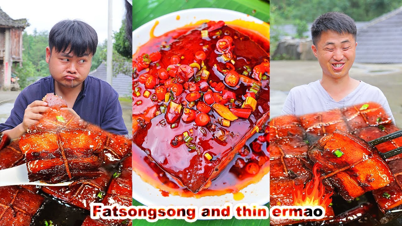 mukbang | Six bowls of meat |  Ermao grabbing bowl bowl chicken | Chinese food | songsong and ermao
