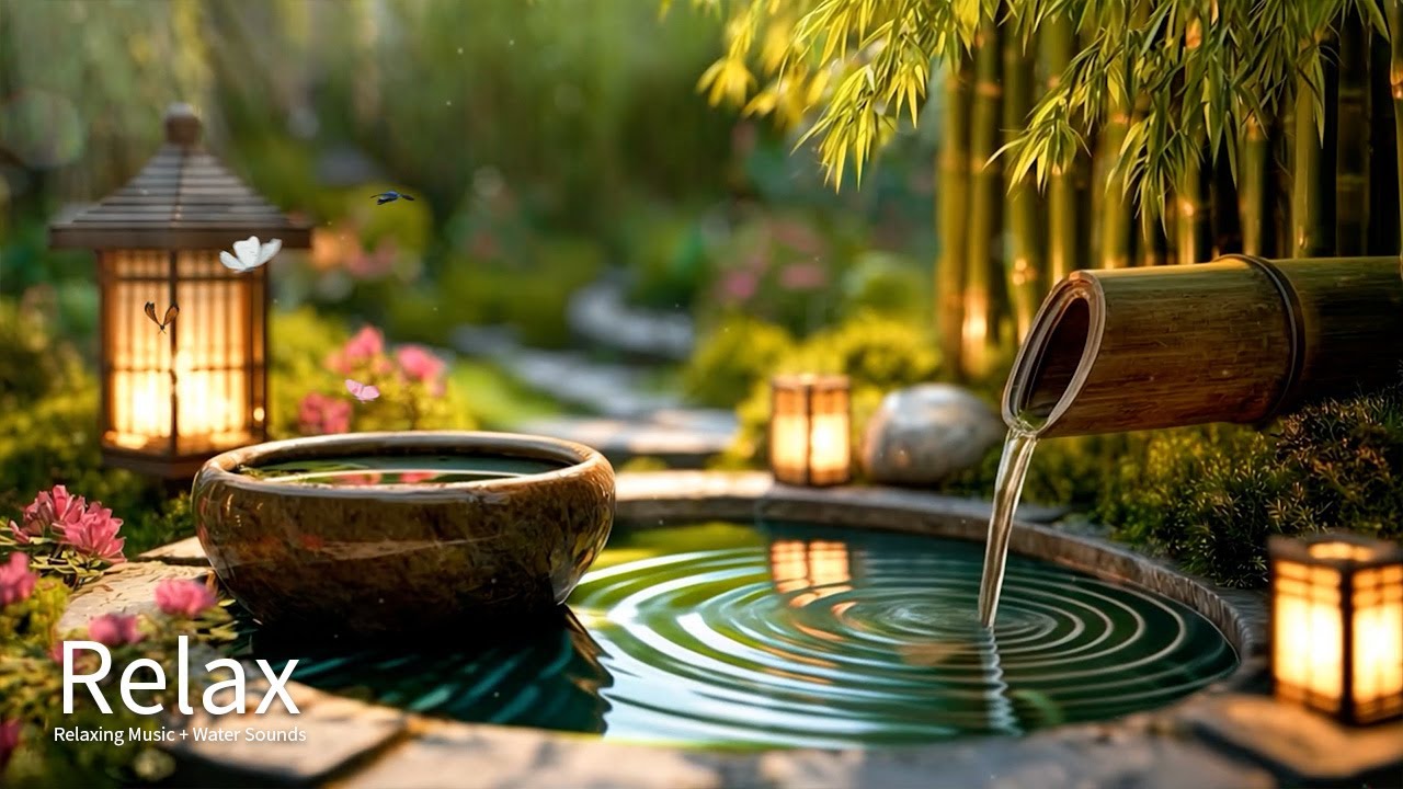 🌿Piano with Bamboo Water Sounds for Insomnia at Night, Helping You Relax and Fall Asleep Easily