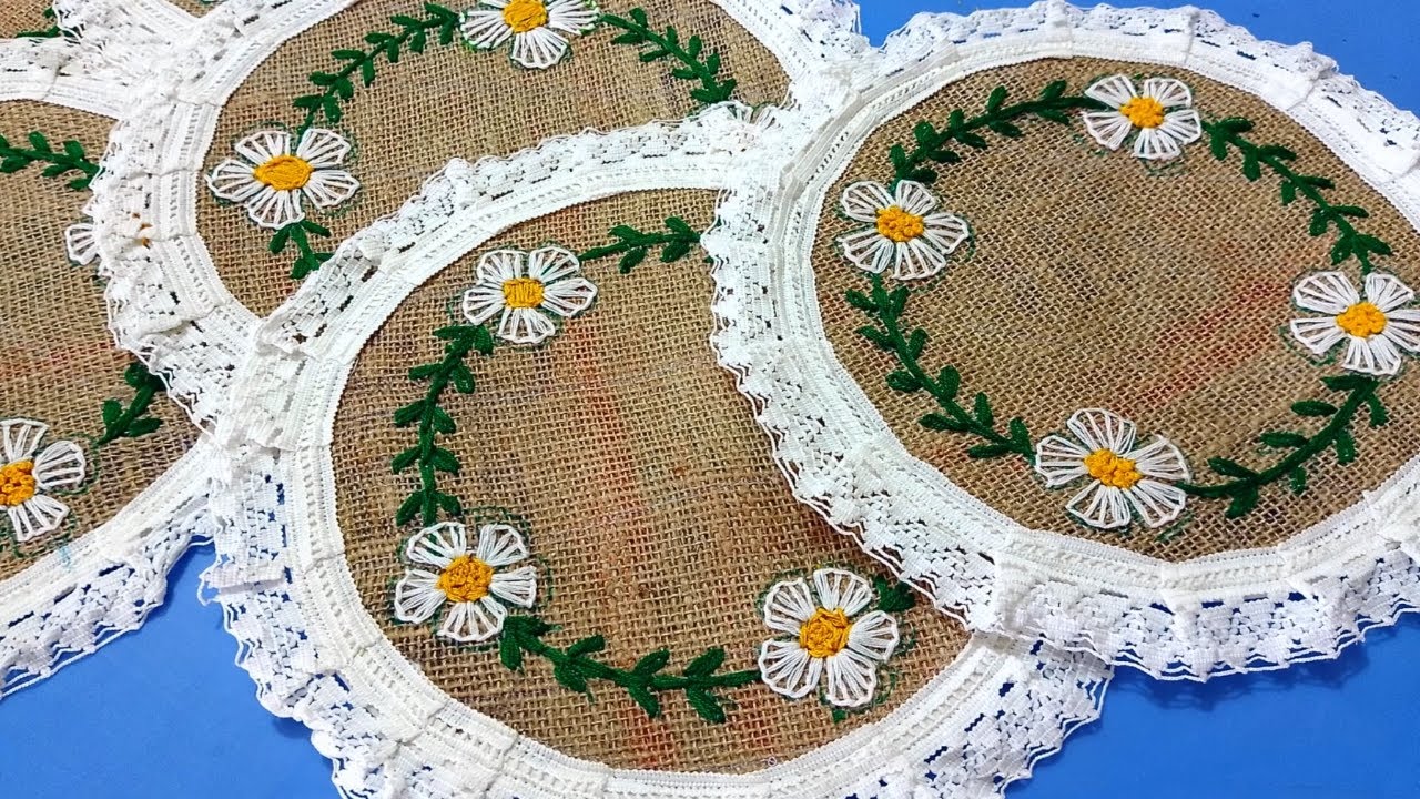 Handmade table mats made from old rice sack || পুরাতন চালের বস্তায় হাতে কাজ করা টেবিল ম্যাট ||