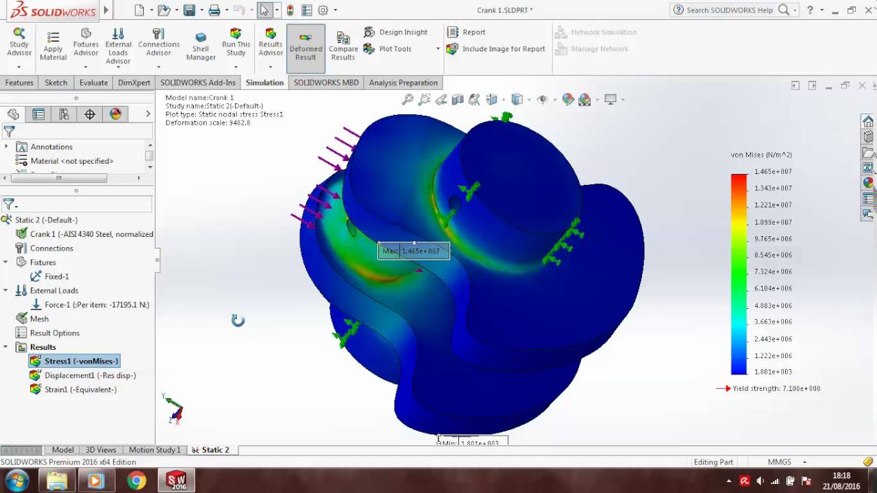 Solidworks Simulation: Crankshaft Analysis