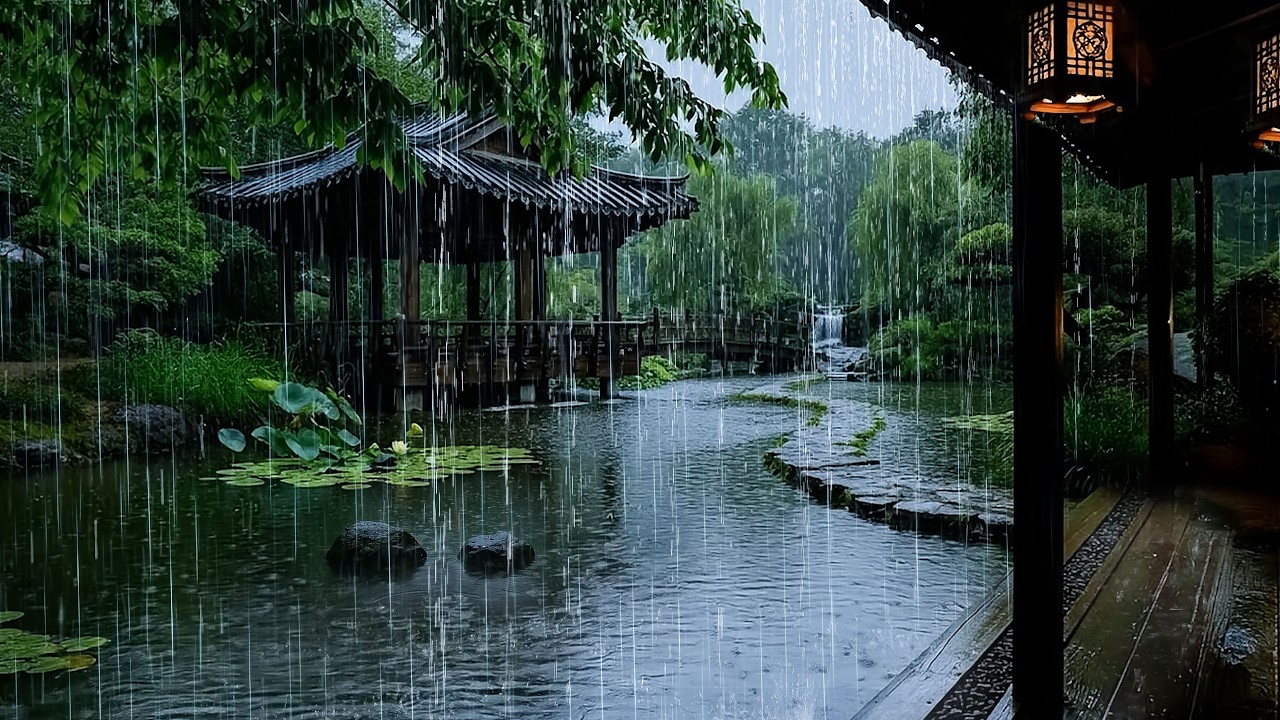 🌧️ Rain on a Wooden Cabin Porch by the Forest Lake | Deep Sleep ASMR Forest Rain
