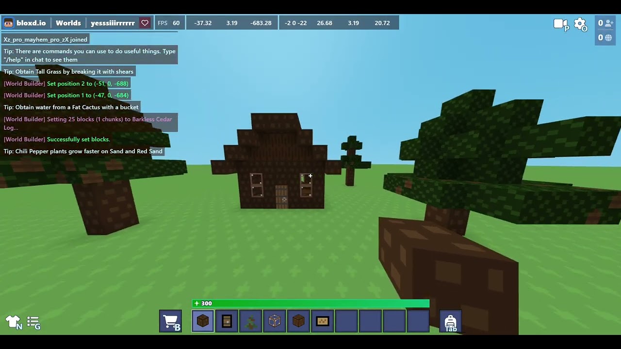 How to build a Pine House in Bloxd io
