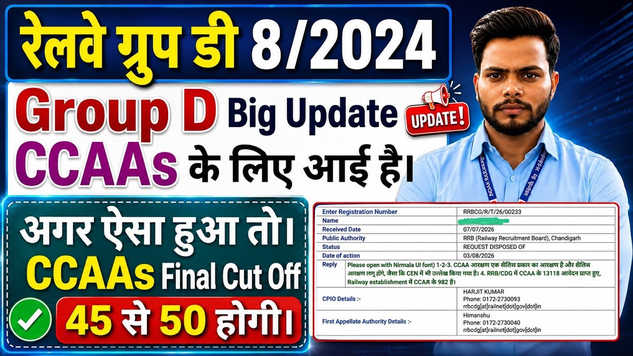 Railway Group-D | CCAA Final Cutoff 2026 | 1/3 & 2/3 Cutoff