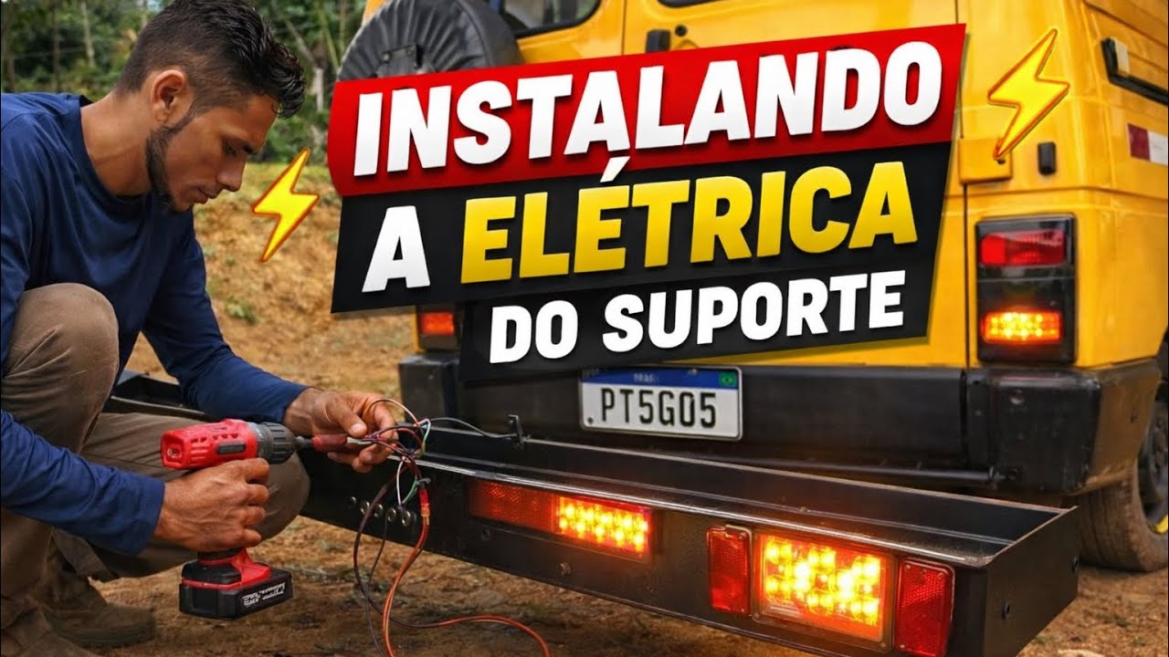 INSTALAÇÃO DA ELÉTRICA MAIS  SIMPLES NO SUPORTE DE CARREGAR A MOTO  NO MOTORHOME. 