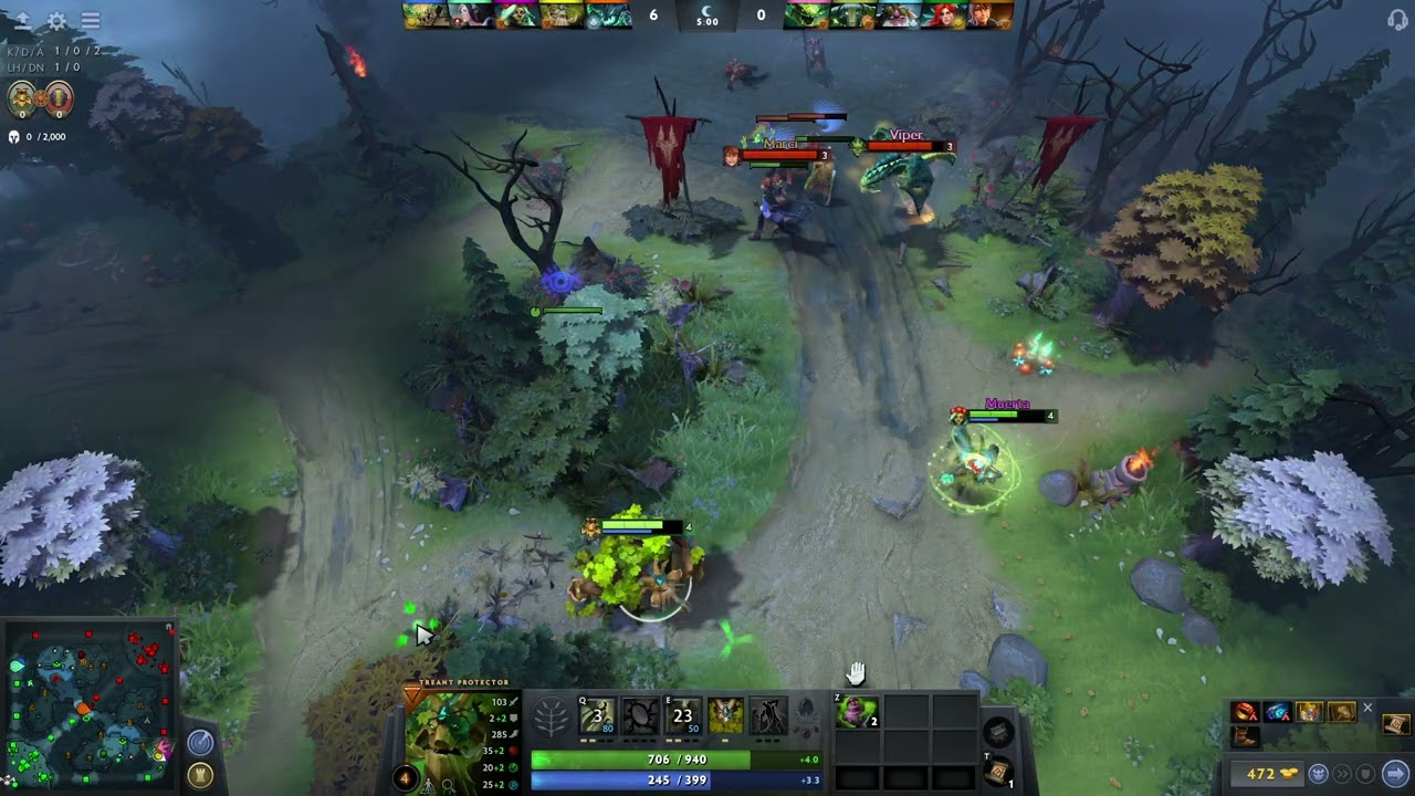 DOTA 2 - Unranked - Treant Protector - Safelane Support (pos5)