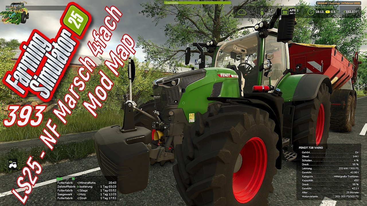 LS 25 NF-Marsch 4 Fach  # 393 Die frühjahrs Aussaat geht weiter + düngen und kalken.