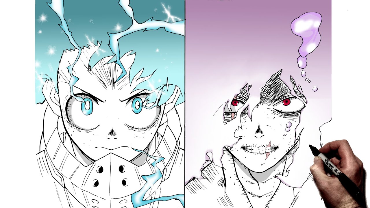 Как нарисовать Шигараки против Деку (6 сезон) | Пошаговая инструкция | Моя геройская академия