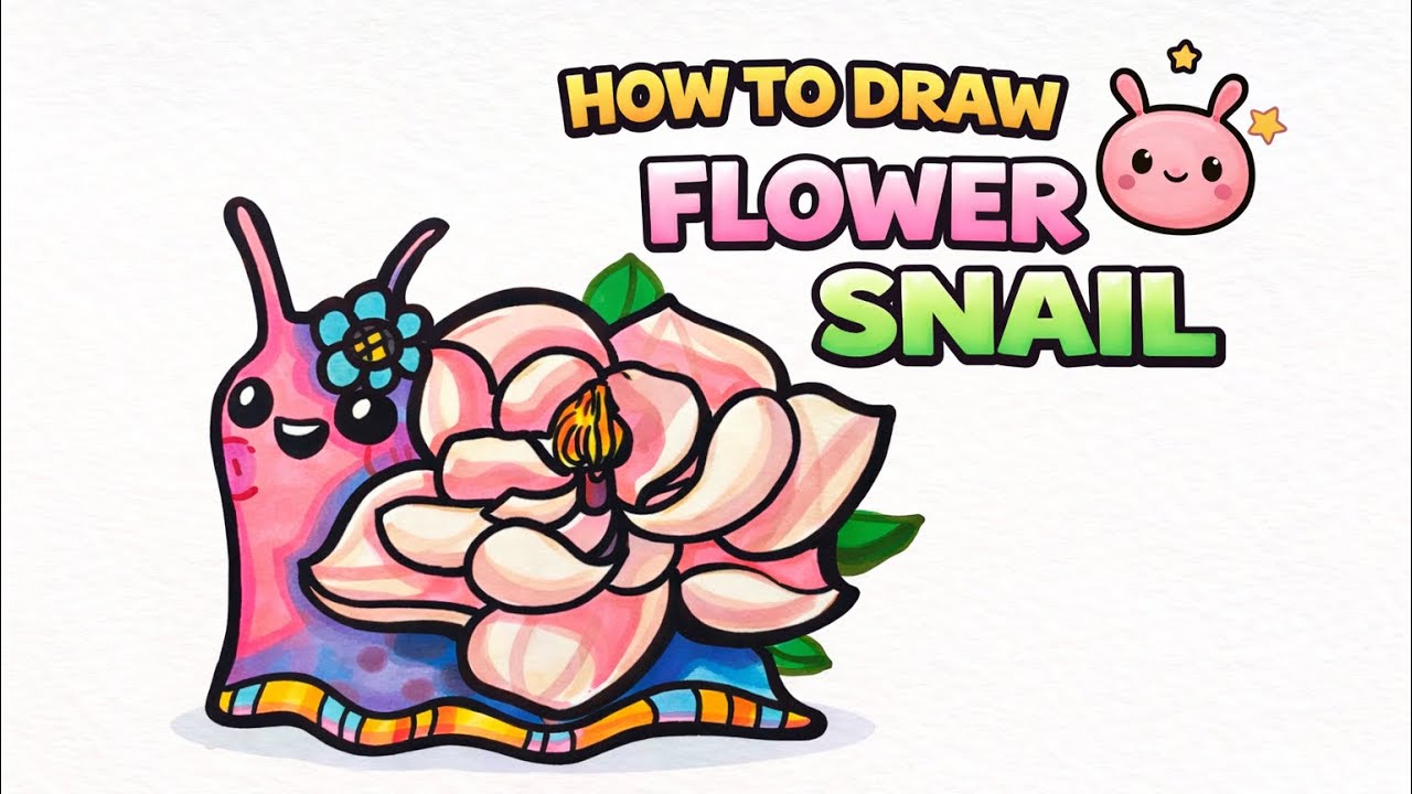 Day 16 | 28 Days of Snails Drawing Challenge | How to Draw A Flower Snail 🐌｜Creative art Ideas 