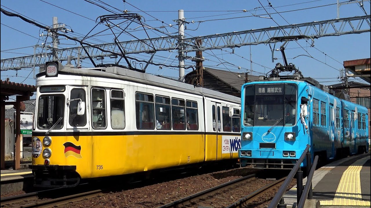 【4K】【元ドイツ・シュトゥットガルト市電】福井鉄道F10形電車、F1000形電車、880形電車 到着・発車シーン集 福武線 福井駅、北府駅、越前武生駅にて 2022.5
