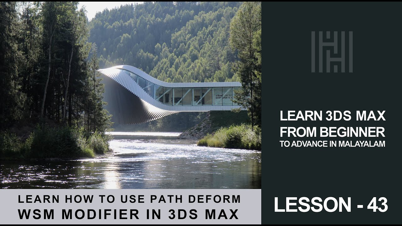 3Ds Max Tutorial Lesson 43 / Learn How To Use Path Deform WSM Modifier IN MALAYALAM
