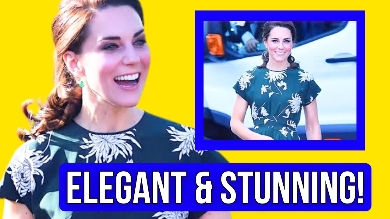 Catherine Stuns in Emerald Green Floral Dress and Dazzling Earrings at Royal Engagement