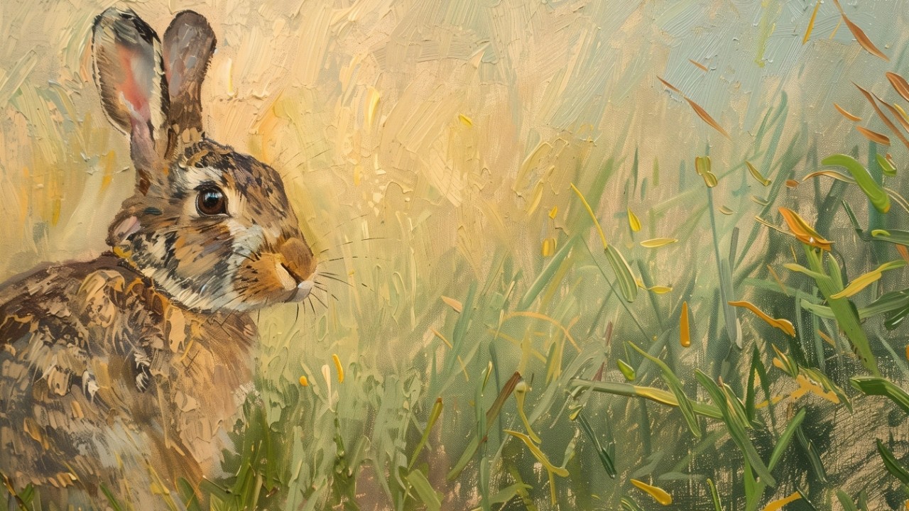 3 Hour Spring Meadow Rabbit Screensaver 🌿 Textured Nature Artwork for TV or Monitor