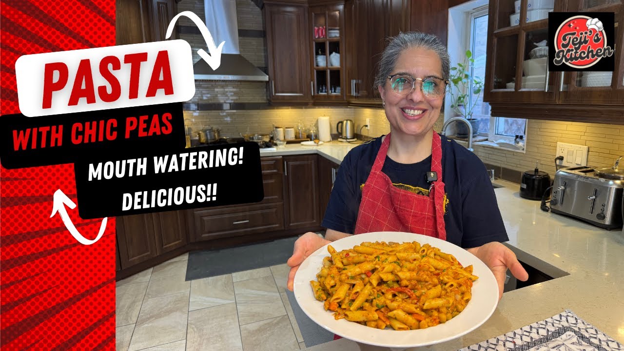 PASTA with Chic Peas Teji's style mouth watering cooked in oats flour, milk and home made sauce