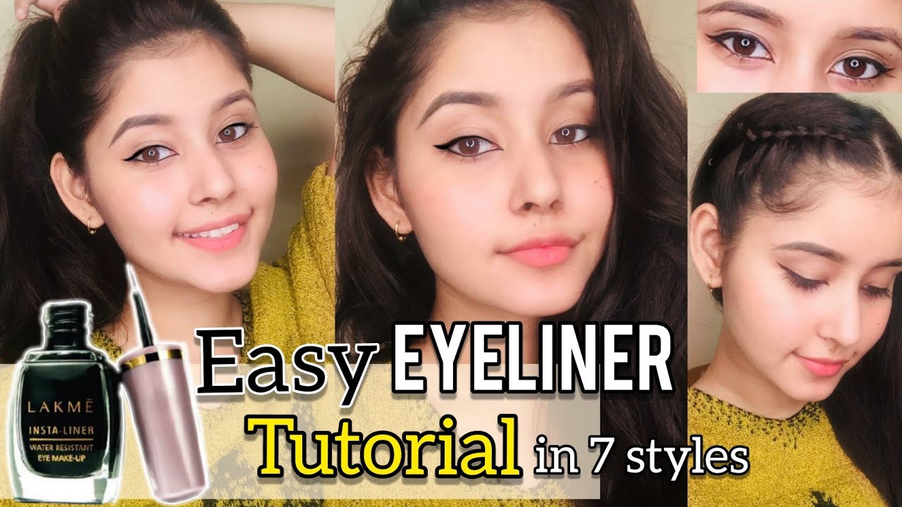 How To Apply Eyeliner | 7 Different and Easy style with Lakme Insta Eyeliner | for Beginners| KTZX