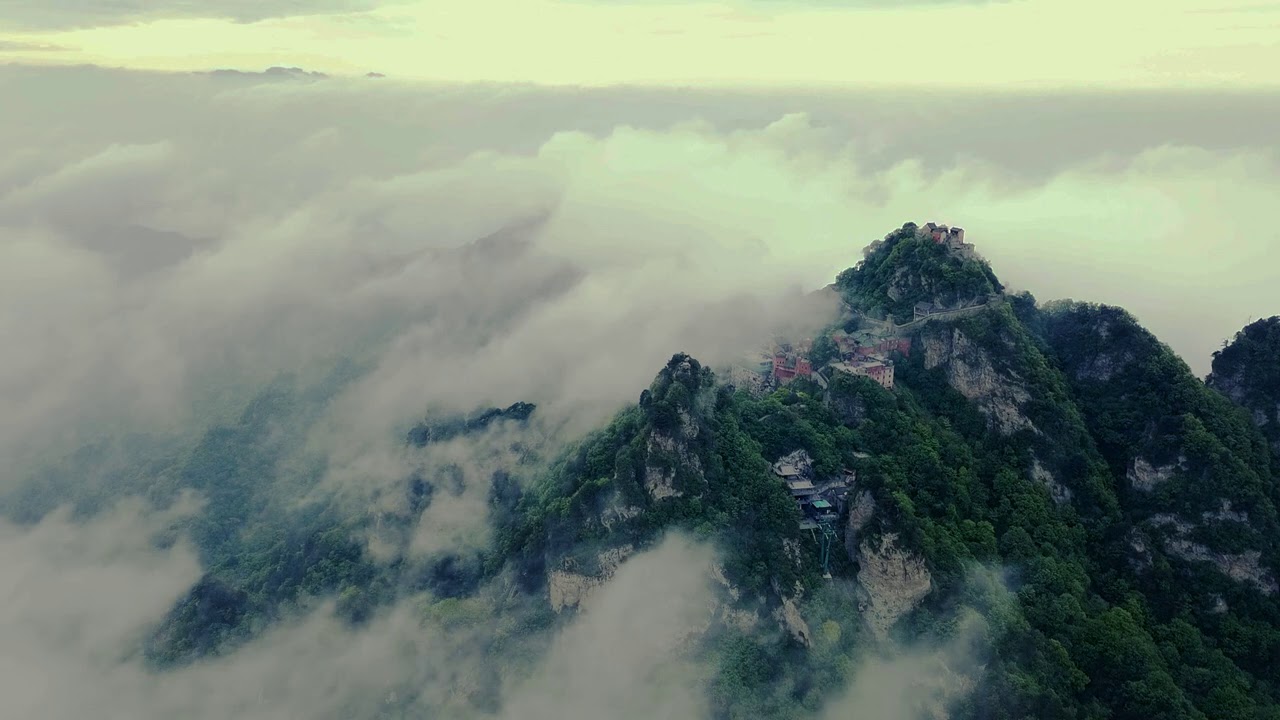 Drone Flight Over the Wudang Mountains - Golden Peak