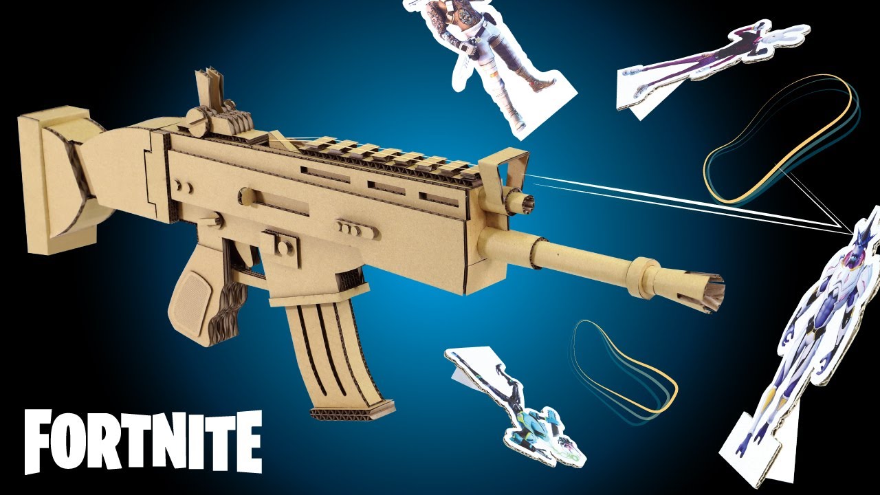 【FORTNITE - Assault Rifle】  Скорострельный пистолет с резинкой - картон своими руками