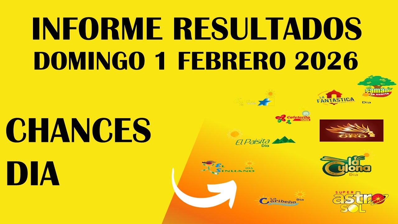 Resultados CHANCES DIA de DOMINGO 1 FEBRERO 2026 ASTRO SOL DE HOY LOTERIAS DE HOY RESULTADOS DIA 2