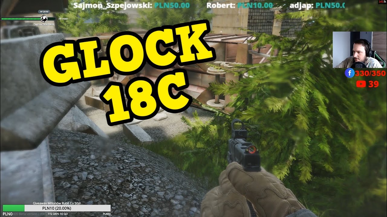Escape from Tarkov PL Glock 18C Czyli Kosiarka Customs Pistolet 9MM
